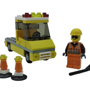 Lego City Town Village CUSTOM construction set. Truck Traffic cones. Minifigur