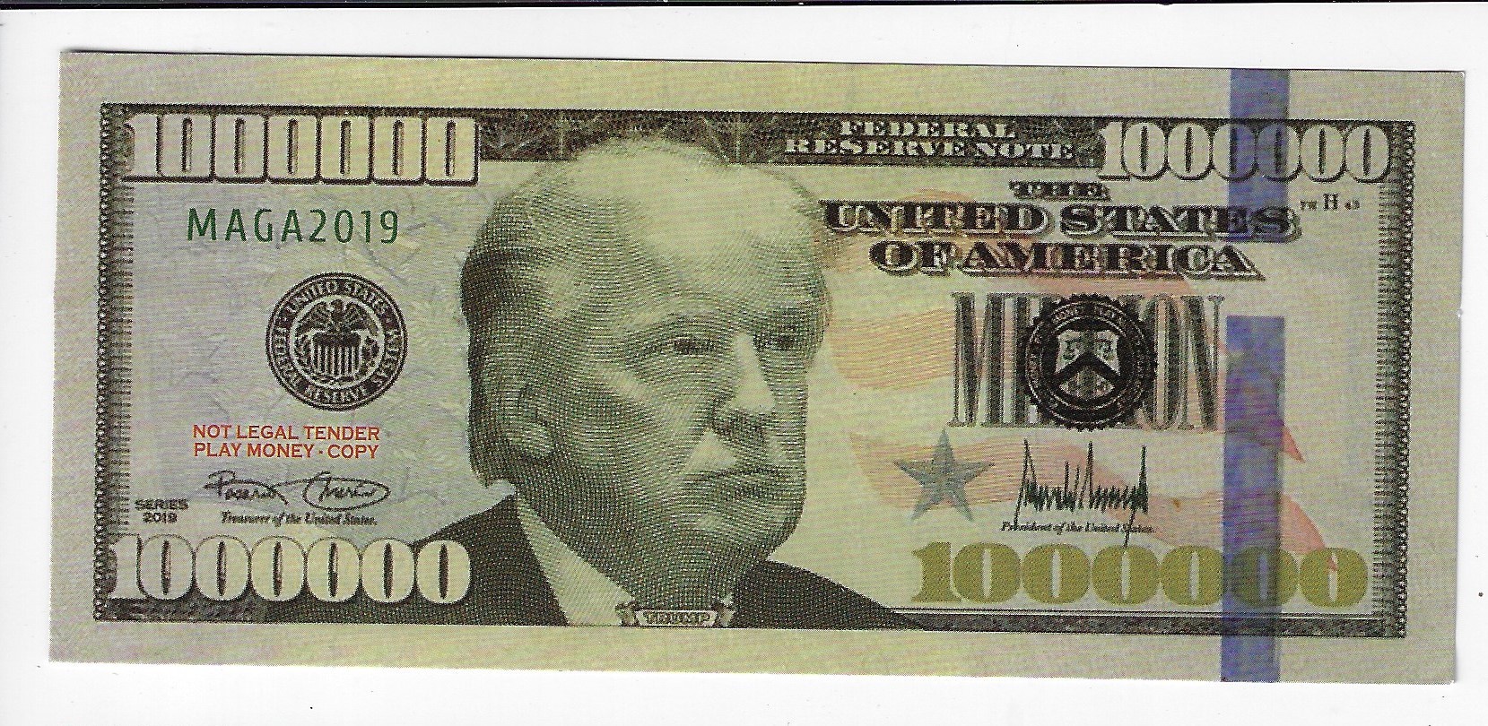 Fake Play Copy Money for Kids 20 Pieces One Million Dollar Trump Bills 2-Sided F - Image 2