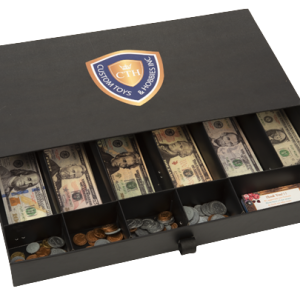 Cardboard Cash Register Drawer Money Play Toy Box. Fits Real Money Too! BLACK