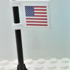 Lego EXTRA Custom American Flags with Pole on Tile 2x2 Set of 3