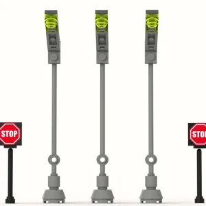 LEGO MOC City Town Village Custom 3 Street Lights & 2 STOP Signs