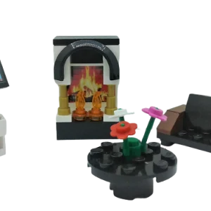 Lego MOC City Building Bricks Toys Living Room Sofa Coffee Table Fire Place Fish