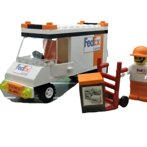 Lego Custom City FedEx (Orange) Set Truck Box Hand Truck Minifigure
