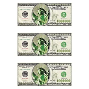 Play Copy Money for Kids 20 Pieces One Million Dollar Bills 2-Sided Full Print F