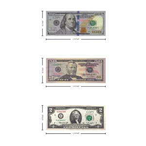 Miniature Fake Play Copy Money 10 Pieces 100, 50, 2, Premium Doll House Accessor