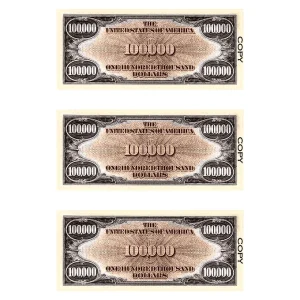 Prop Fake Play Money USA $100,000 Dollar Bills