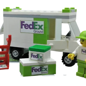 Lego Custom City FedEx (Green) Set Truck Box Hand Truck Minifigure