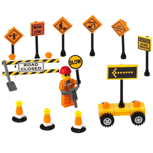 Lego City Town Village CUSTOM construction set. Traffic signs. Minifigure & more