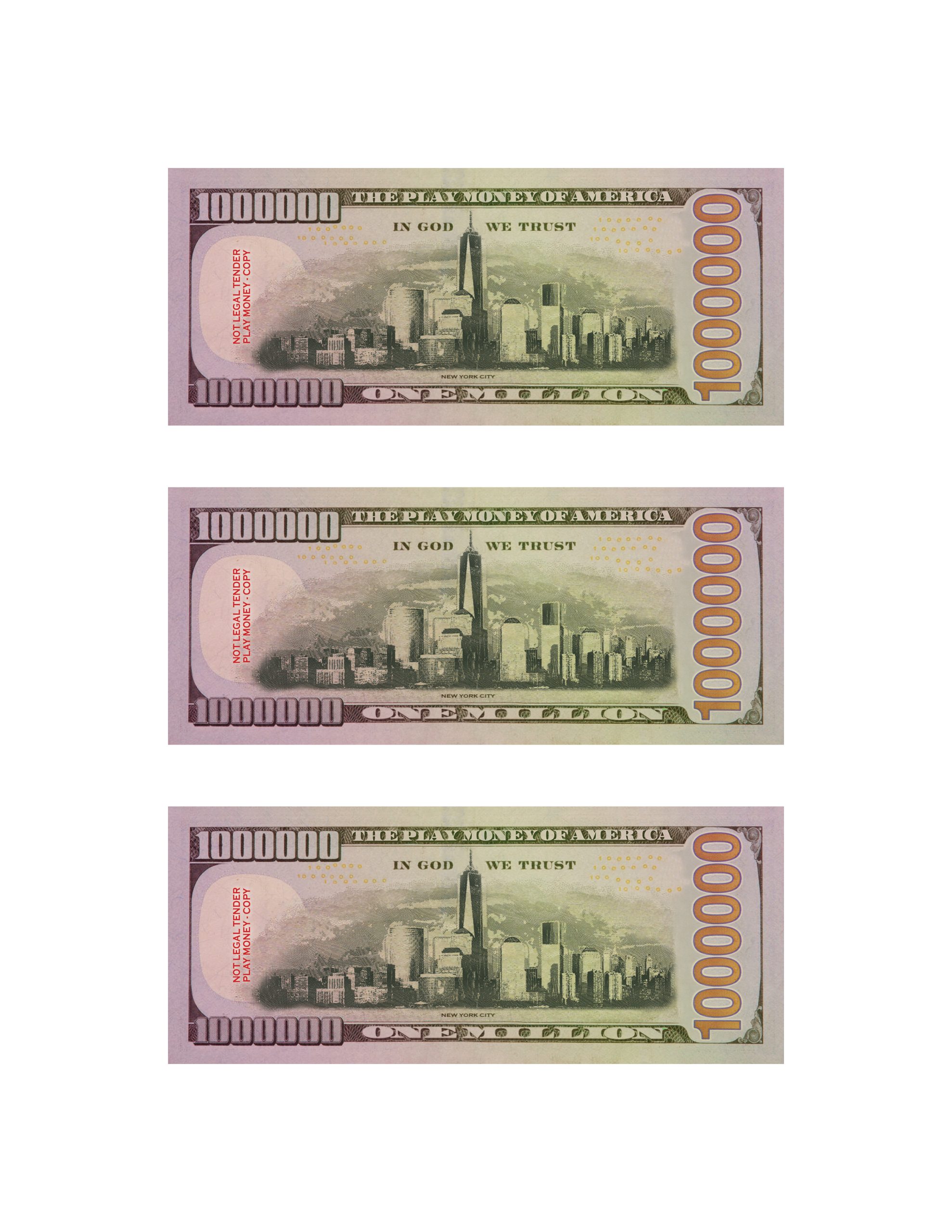 Fake Play Copy Money for Kids 20 Pieces One Million Dollar Trump Bills 2-Sided F - Image 3