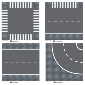 8X LEGO Building Road Baseplate. Straight, Crossroad, Street, Curve, T-Junction,